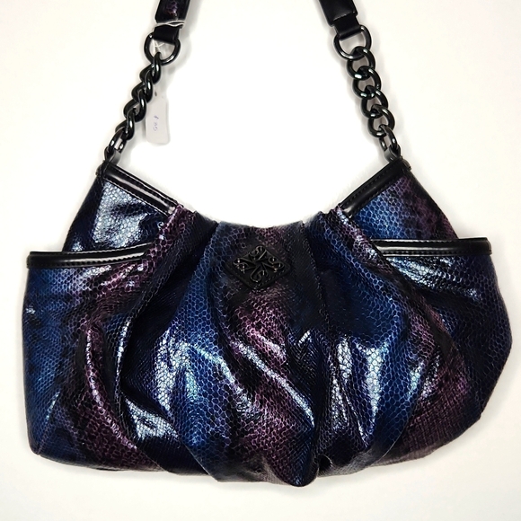 Simply Vera Blue/Purp/Gun tie-dye snake Med shoulder satchel.EUC Preloved as is - Picture 1 of 3